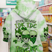 Stuck Between Idk Idc And Idgaf Rose Skull Patrick's Day Hoodie Good Mother's Day Hoodie Unique Skull Gifts - Lilybirchmarket