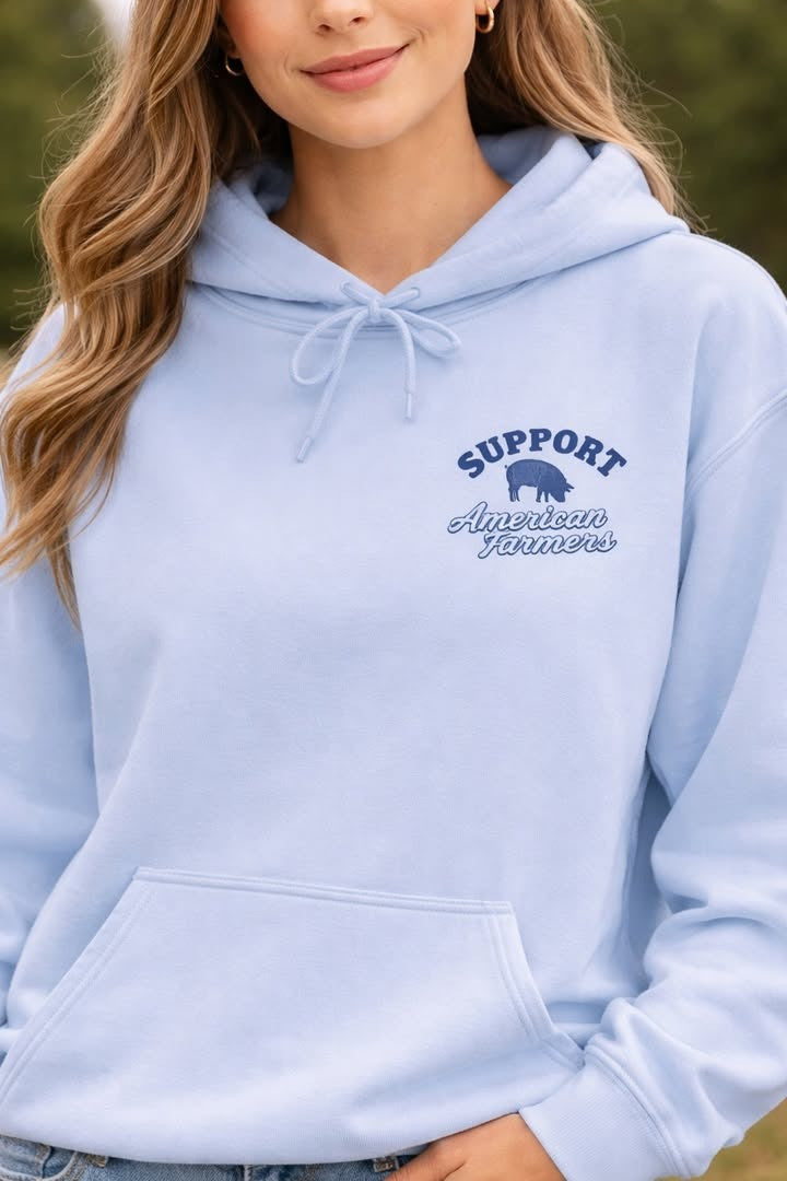 Support American Farmers Hoodie Agriculture Pride Hooded Sweatshirt Gifts For Farmers - Lilybirchmarket