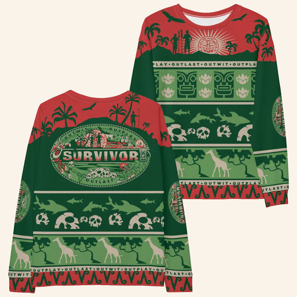 Survivor Merch Survivor Mashup Logo Holiday Sweatshirt Christmas Present Ideas For Boyfriend - Lilybirchmarket