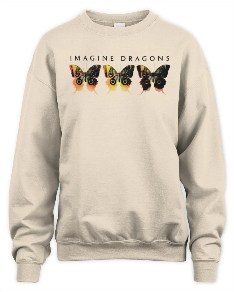 Sweatshirt Imagine Dragons Loom Butterfly Tan Clothing, Premium Sweaer Gifts For BFF Merch Apparel - Lilybirchmarket