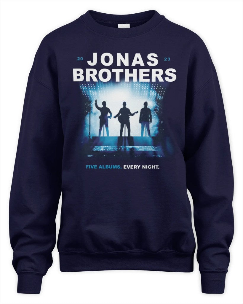 Sweatshirt Official Jonas Brothers Tour Merch The Tour Five Albums Every Night Premium Sweaer Gifts For Fans - Lilybirchmarket
