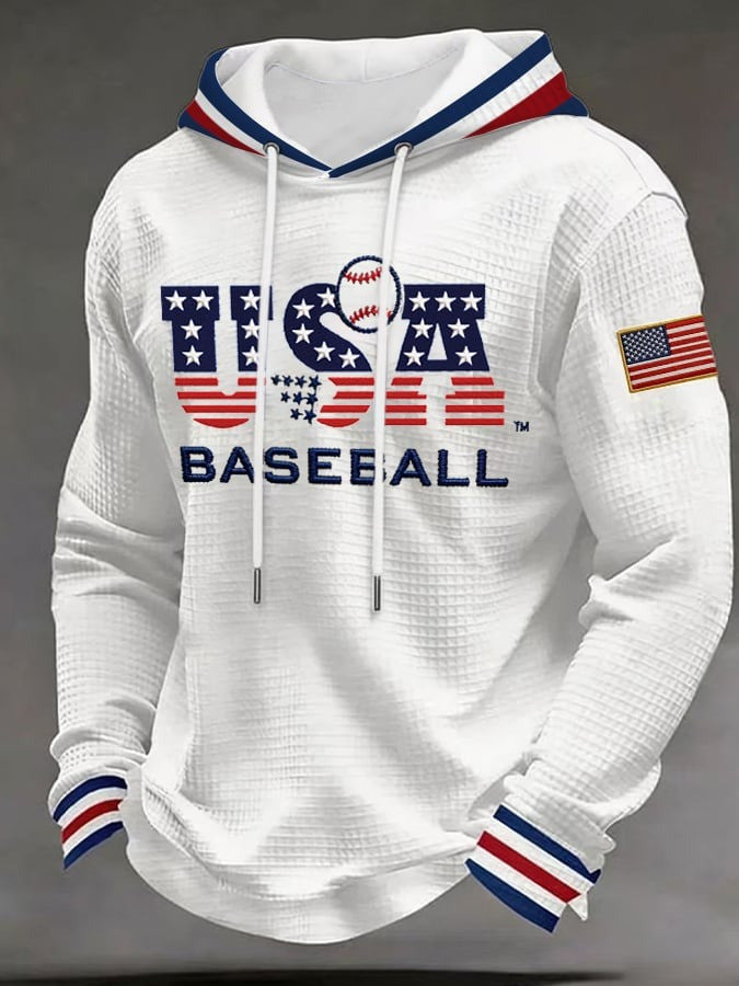 Team USA Baseball Waffle Hoodie Mens Game Day Outfits USA World Baseball Classic 2026 Merch - Lilybirchmarket