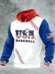 Team USA Baseball Waffle Hoodie Men's USA World Baseball Classic 2026 Merch Game Day Outfits - Lilybirchmarket