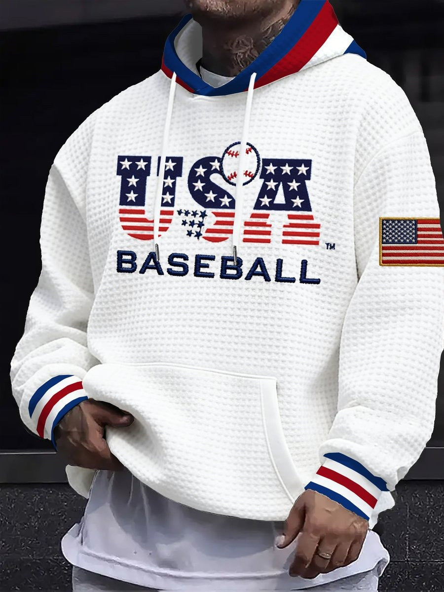 Team USA Baseball Waffle Hoodie USA World Baseball Classic 2026 Merch Game Day Outfits For Men - Lilybirchmarket
