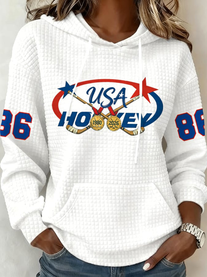 Team USA Hockey Olympic Hoodie White USA Hockey Gold Medal Merch Olympics Champions 2026 Women's - Lilybirchmarket