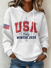 Team USA Italy Winter 2026 Hoodie Winter Olympics Sports Clothing Team USA Merch For Her - Lilybirchmarket
