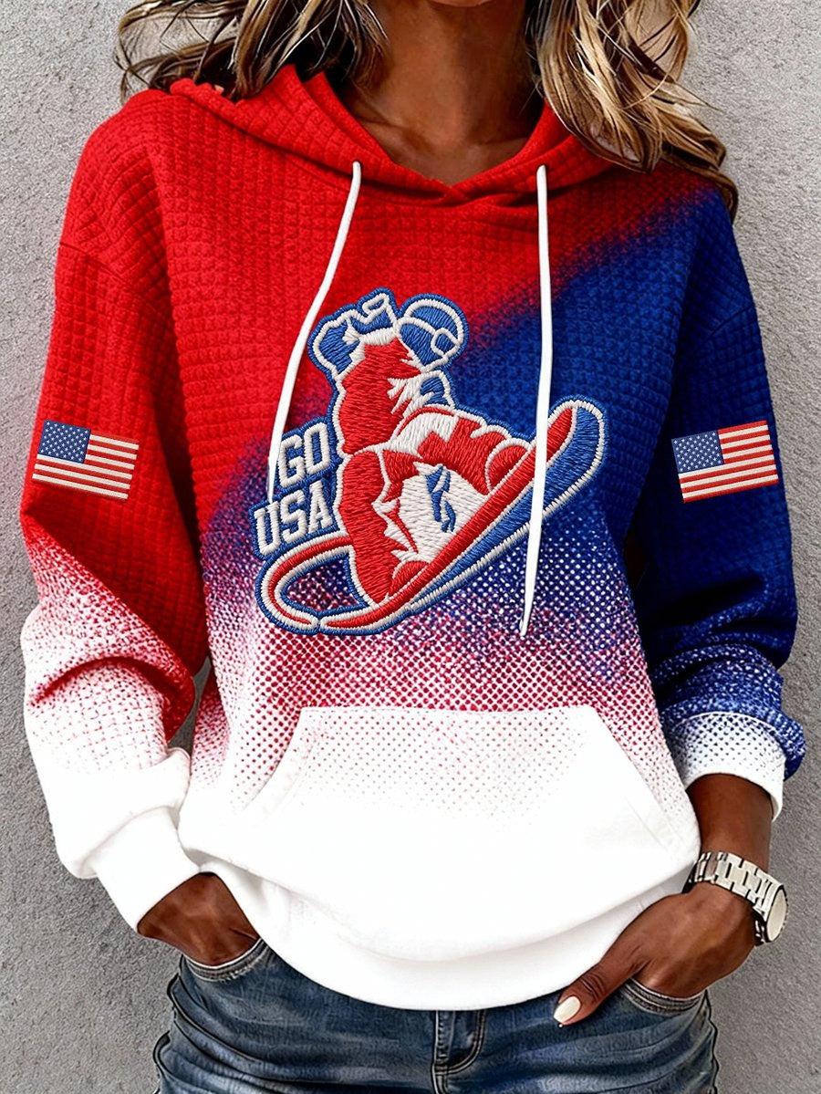 Team USA Skiing Winter Olympics 2026 Hoodie Go USA Hooded Sweatshirt Best Gifts For Fan - Lilybirchmarket