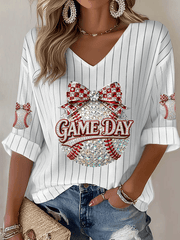  Team USA WBC 2026 V-Neck T-Shirt For Women's World Baseball Classic 2026 Shirts Game Day Merch - TradiViet