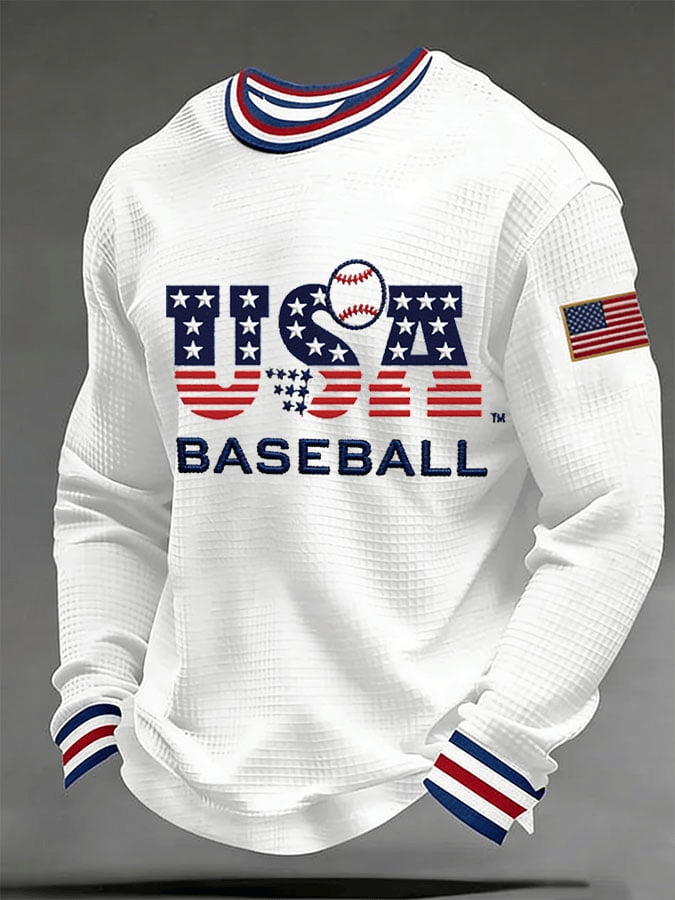  Team USA WBC 2026 Waffle Long Sleeve T-Shirt USA Baseball Merch World Baseball Classic Shirt Men's - TradiViet