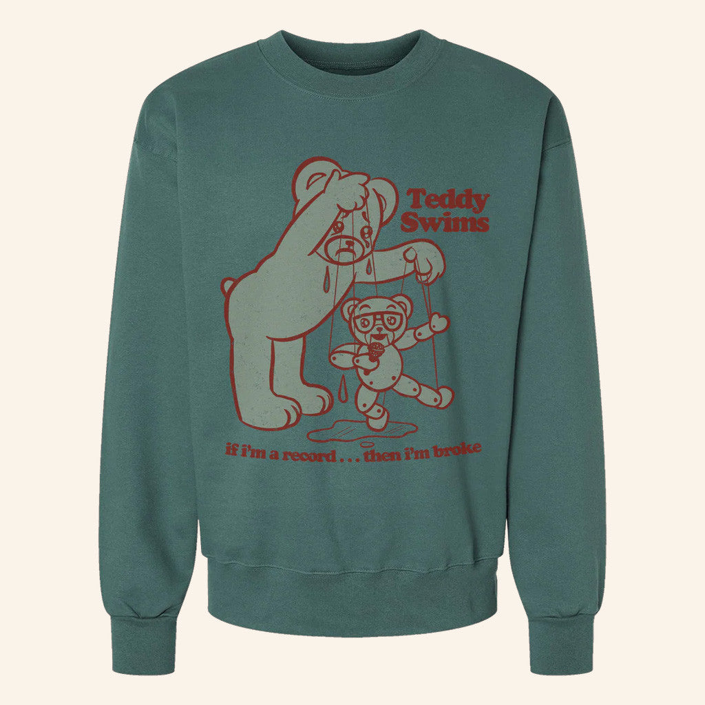Teddy Swims Merch Broken Record Crewneck Sweatshirt Gifts For Besties - Lilybirchmarket