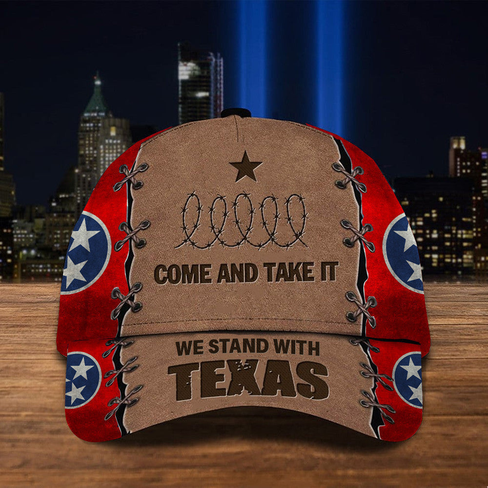 Tennesse We Stand With Texas Hat Come And Take It Barbed Wire Hat Patriotic Merch - Lilybirchmarket