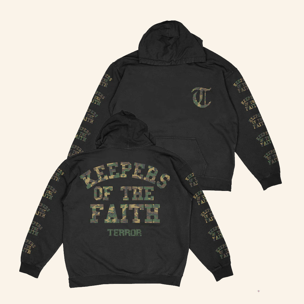 Terror Merch Keepers Of The Faith Camo Hoodie Gifts For Music Lovers - Lilybirchmarket