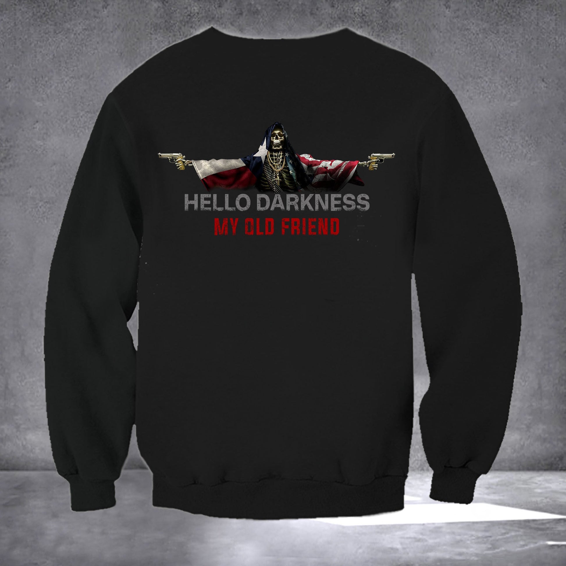 Texas And American Flag Skull Hello Darkness My Old Friend Car Sticker Gift Ideas For Cops - Lilybirchmarket