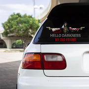 Texas And American Flag Skull Hello Darkness My Old Friend Car Sticker Gift Ideas For Cops - Lilybirchmarket