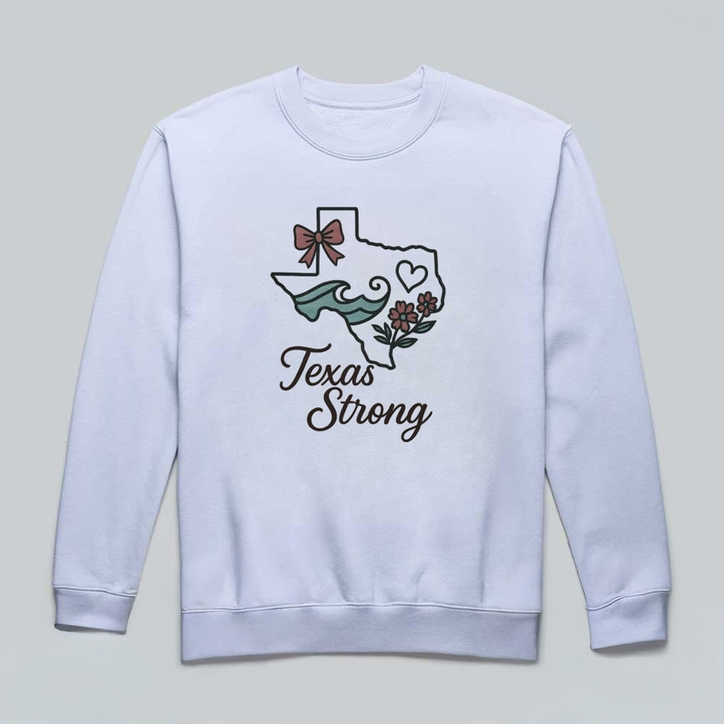 Texas Strong Texas Heart Floral Sweatshirt For Flood Support Sweatshirt Patriotic Gifts - Lilybirchmarket