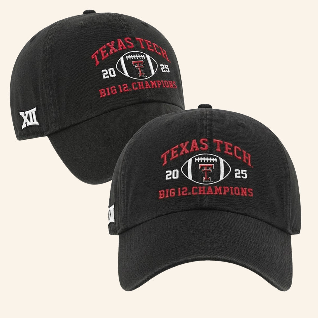 Texas Tech 2025 Big 12 Football Champions Hat Embroidered Gifts For Football Lovers - Lilybirchmarket
