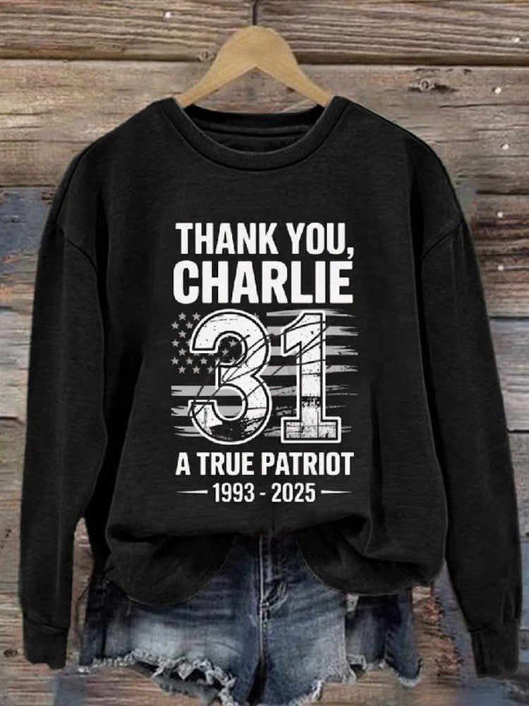 Thank You Charlie Kirk Sweatshirt 31 A True Patriot Charlie Kirk Merch Store Clothing - Lilybirchmarket