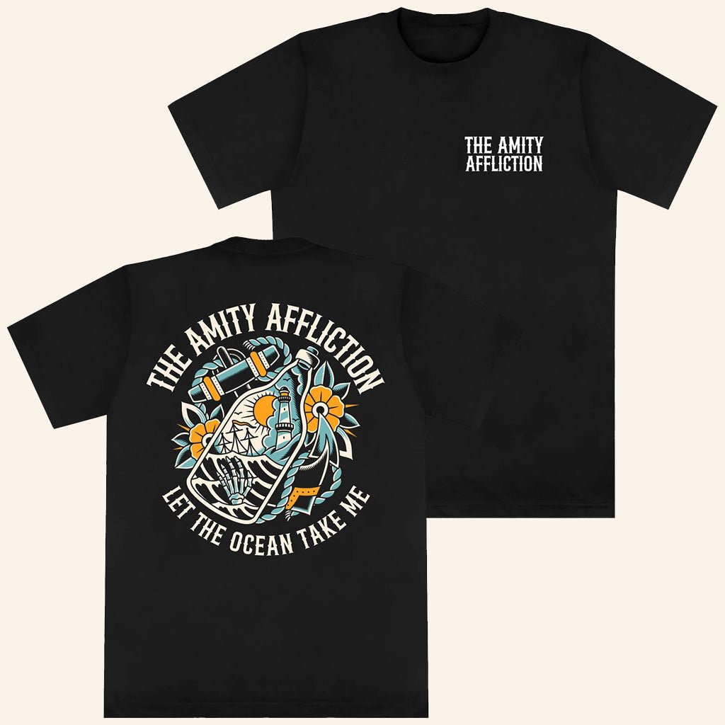 The Amity Affliction Merch Ocean Bottle Black T-Shirt Let The Ocean Take Me Shirt Fan Gifts - Lily Birch Market