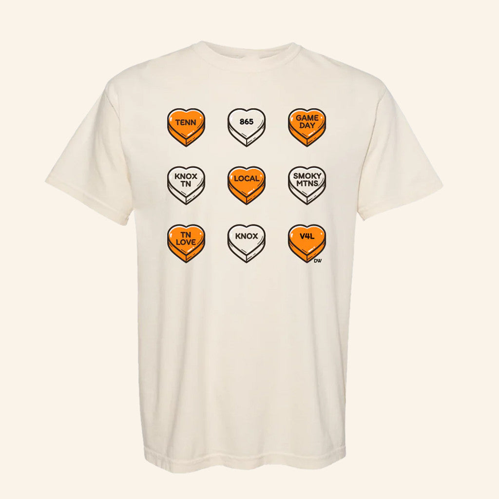 The Dw Designs Merch The Tenn Gameday Candy Hearts T-Shirt Gifts For Sister - Lily Birch Market