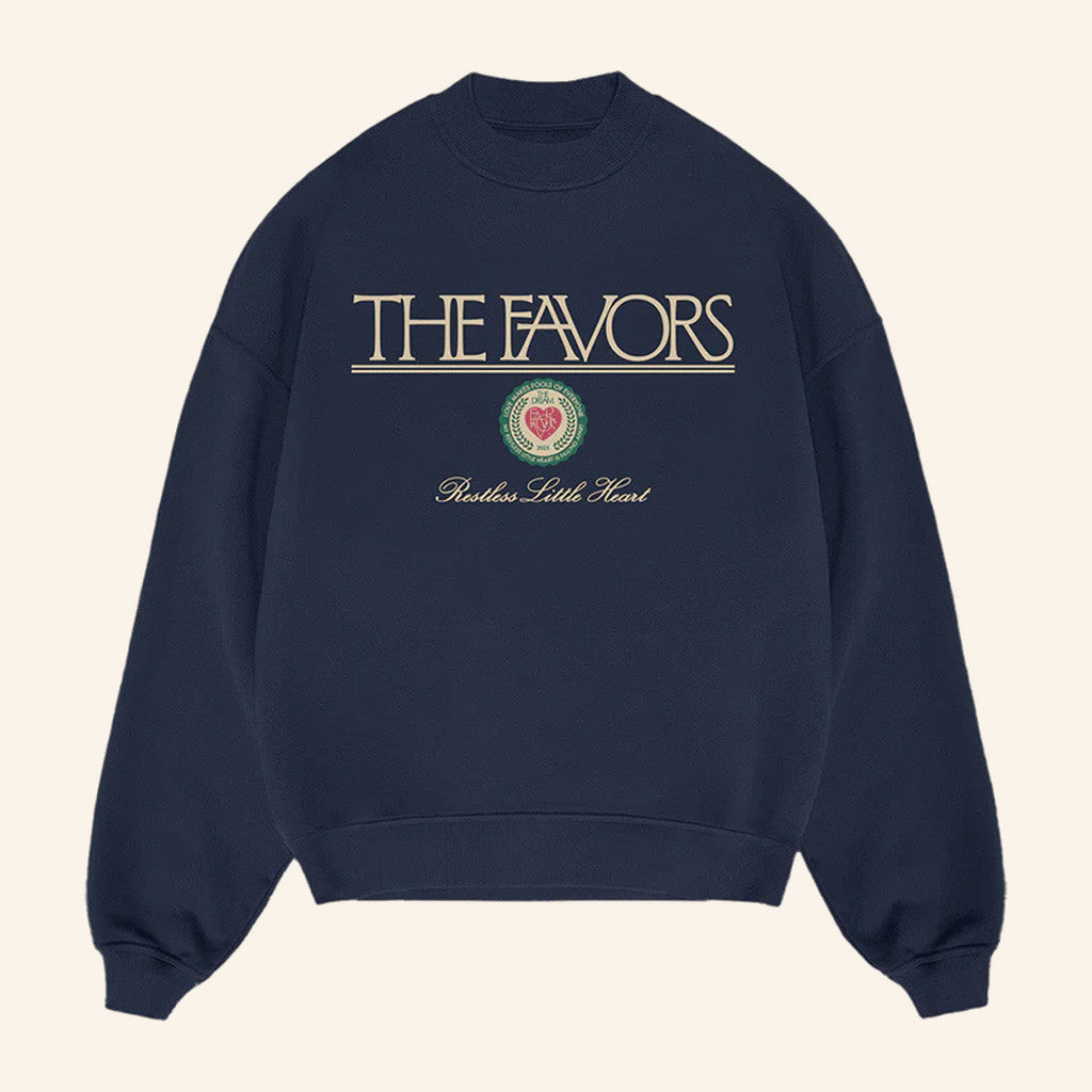 The Favors Merch Navy Restless Little Heart Crewneck Sweatshirt Birthday Presents For Boyfriend - Lilybirchmarket