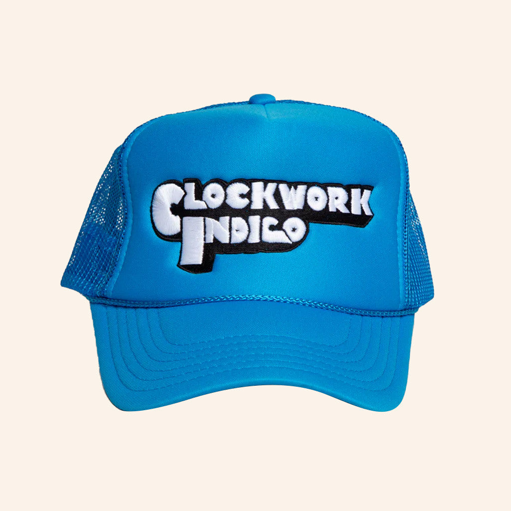 The Glorious Dead Merch Clockwork Indigo Trucker Hat Embroidered Gifs For Brothers - Lilybirchmarket