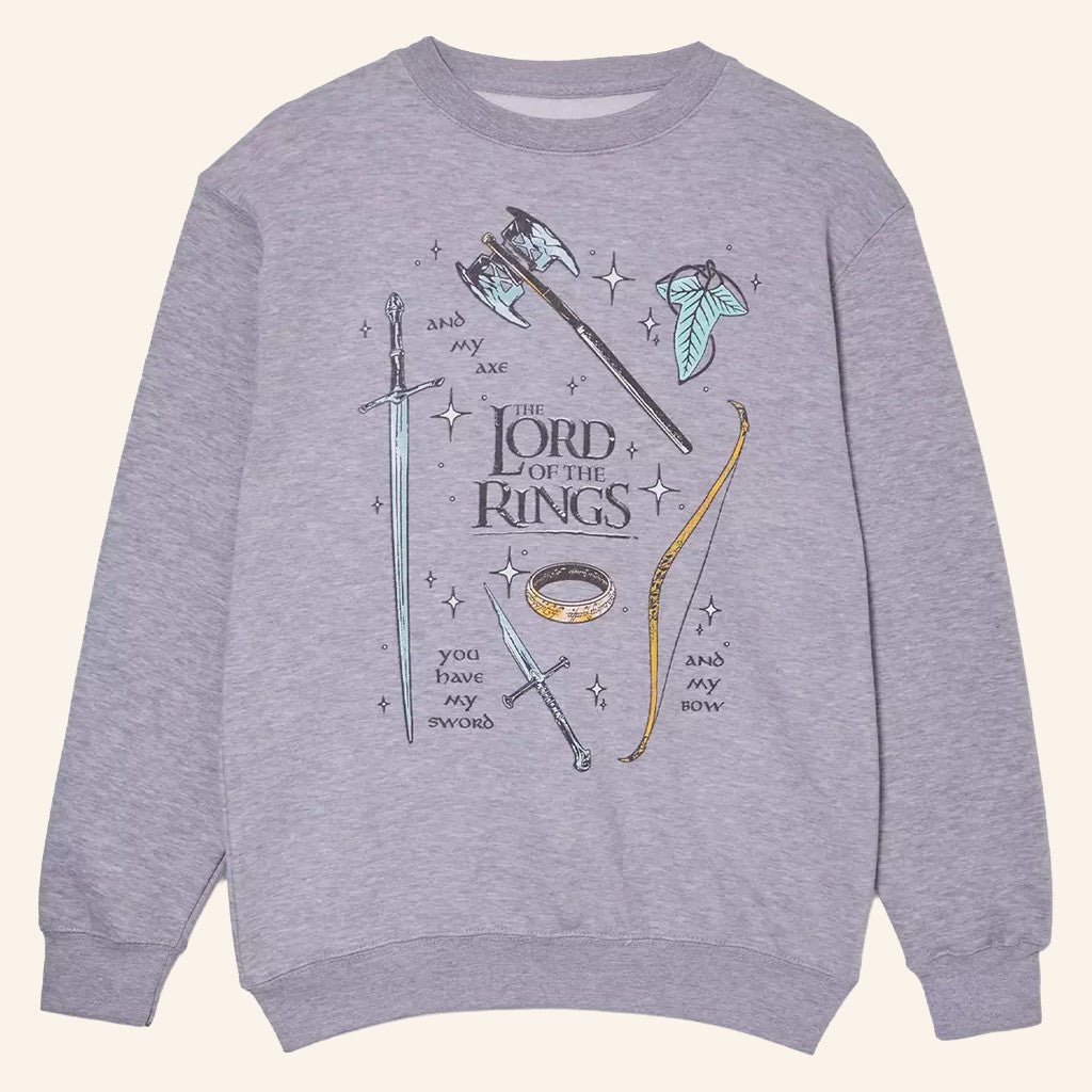 The Lord Of The Rings Merch Weapons Doodle Sweatshirt Gifts For Fantasy Lovers - Lilybirchmarket
