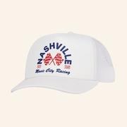 The Nash Collection Merch Nashville Racing Americana White Trucker Hat Embroidered Him Gifts - Lilybirchmarket