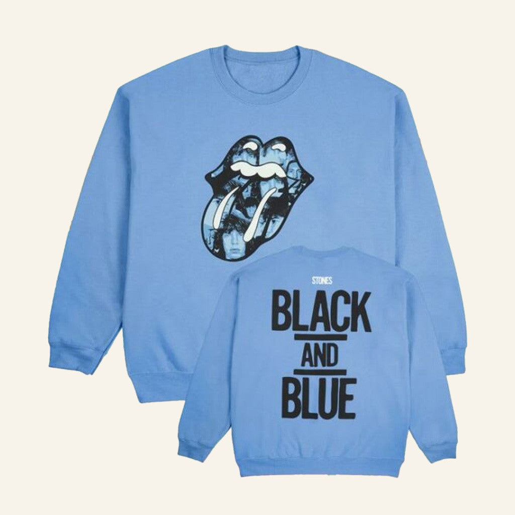 The Rolling Stones Merch Black And Blue Sweatshirt Gift Ideas For Rock Music Fan - Lilybirchmarket