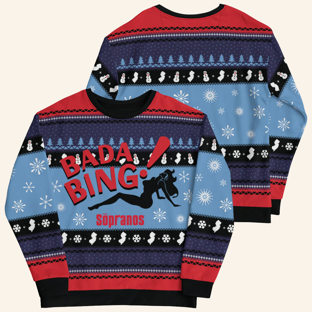 The Sopranos Merch The Sopranos Bada Bing Ugly Christmas Sweatshirt Gifts For Friends - Lilybirchmarket
