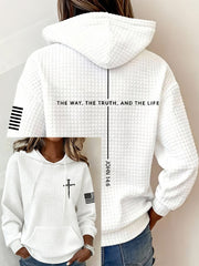 The Way And The Truth And The Life Waffle Hoodie Women's Christian Clothes Gift For Her - Lilybirchmarket