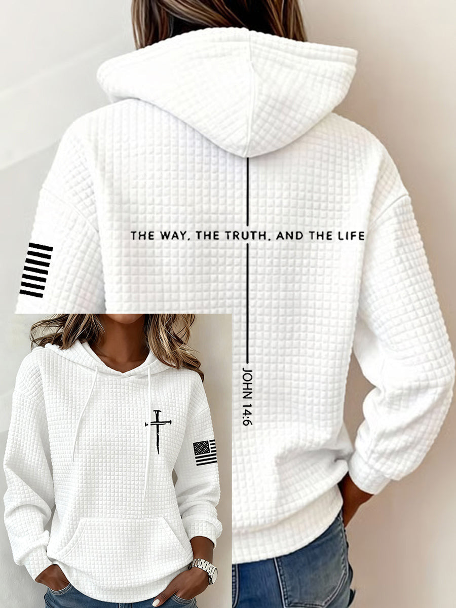 The Way And The Truth And The Life Waffle Hoodie Women's Christian Clothes Gift For Her - Lilybirchmarket