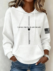 The Way And The Truth And The Life Waffle Hoodie Women's USA Flag Faith Clothes Gift For Her - Lilybirchmarket