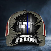 Thin Blue Line I'm Voting For The Convicted Felon Texas Flag Hat Blue Line Vote For Felon - Lilybirchmarket