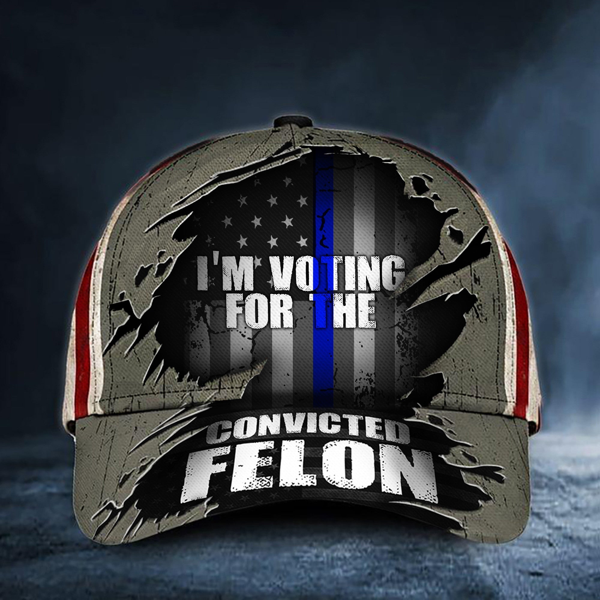 Thin Blue Line I'm Voting For The Convicted Felon Texas Flag Hat Blue Line Vote For Felon - Lilybirchmarket