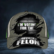Thin Green Line I'm Voting For The Convicted Felon Hat Veteran For Felon Patriotic Cap - Lilybirchmarket