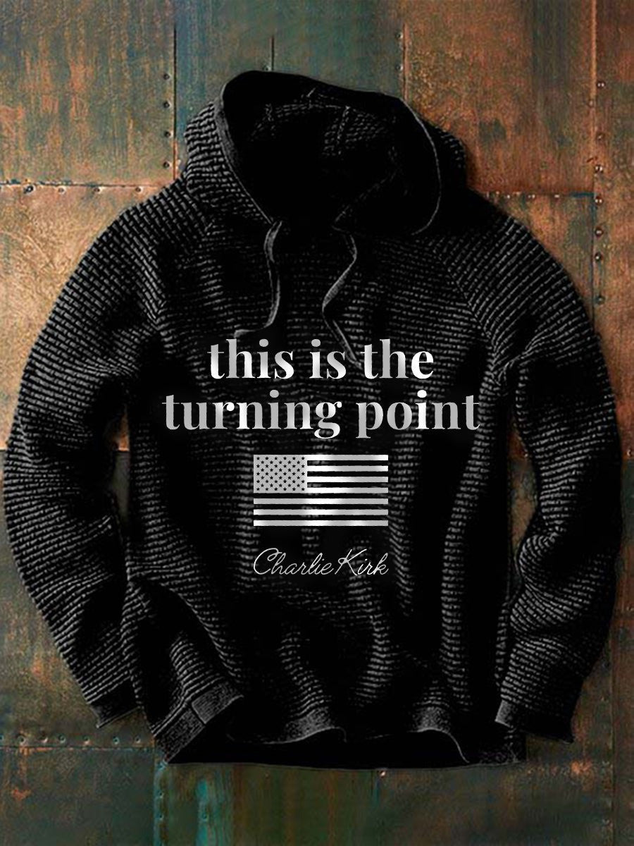 This Is The Turning Point Waffle Hoodie Charlie Kirk Merch TPUSA Merch Apparel Unique Gifts - Lilybirchmarket