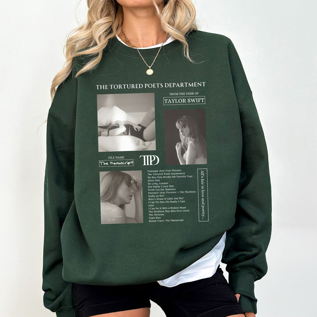 Tortured Poets All's Fair In Love And Peotry Sweatshirt TTPD Merch Gifts For Swifties - Lilybirchmarket