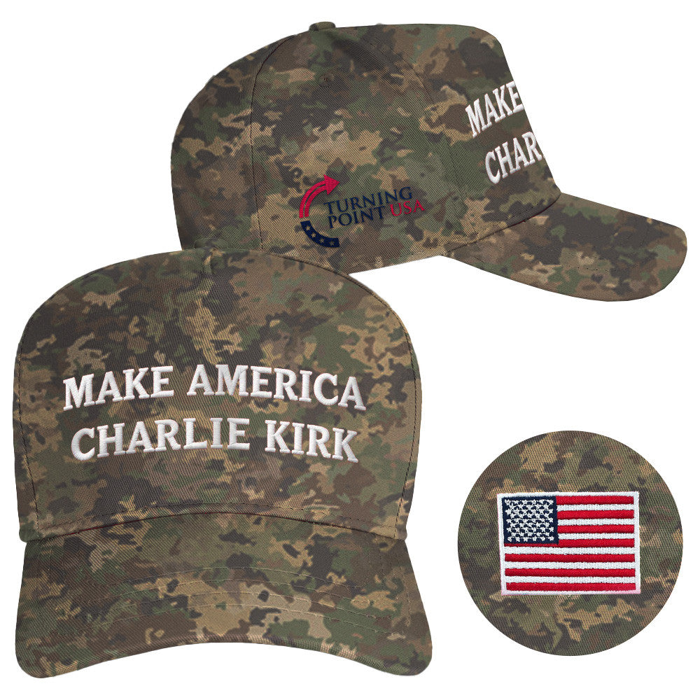 TPUSA Merch Make America Charlie Kirk Hat Camo Embroidered Charlie Kirk Funeral Merch Dad Gifts - Lilybirchmarket