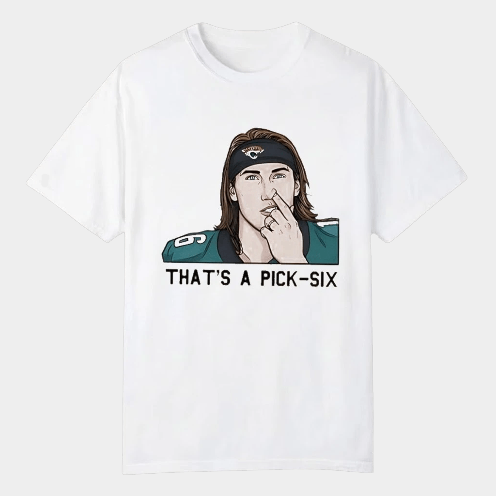 Trevor Lawrence That's A Pick-Six Jacksonville Jaguars Cartoon T-Shirt Fan Apparel Gifts - Lily Birch Market