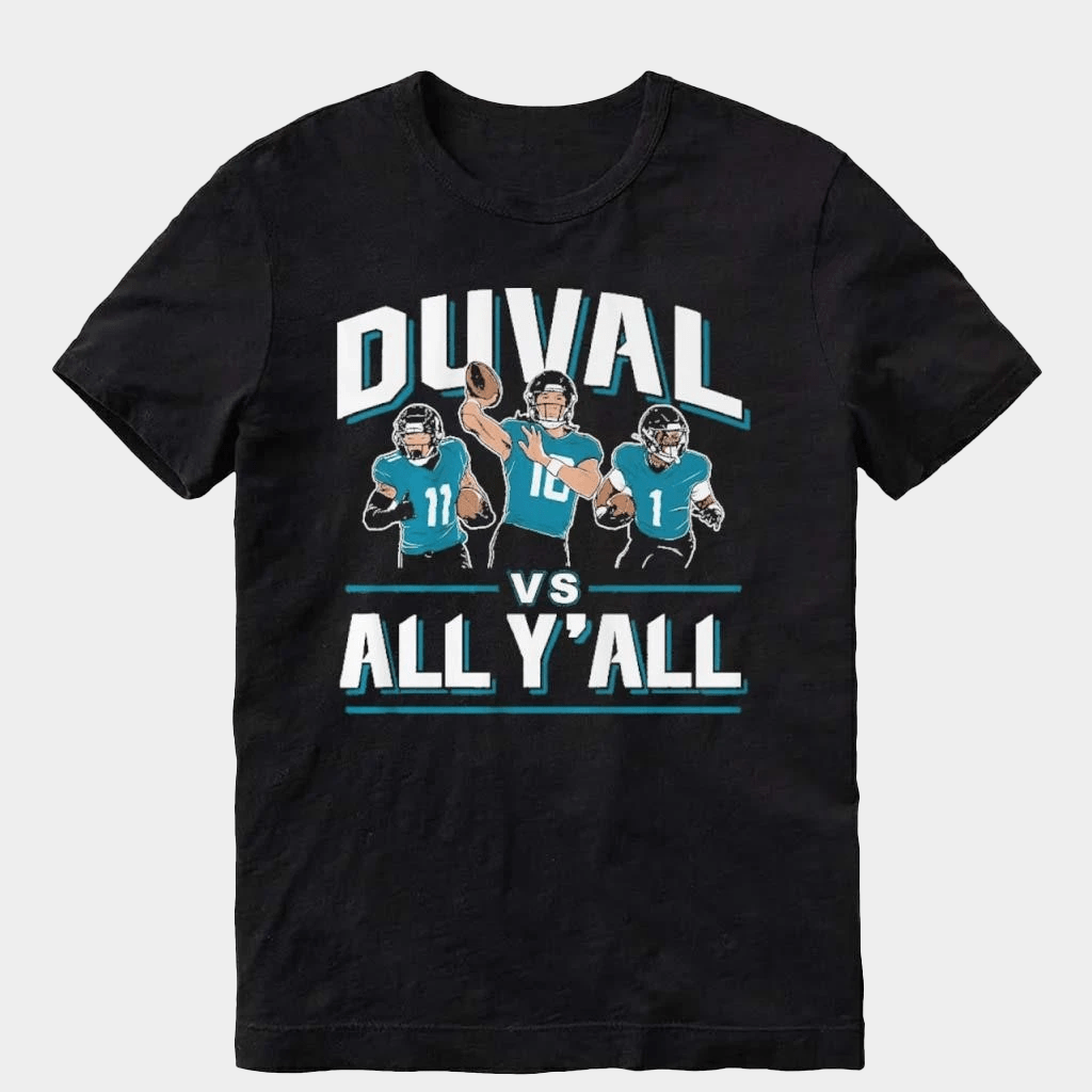 Trevor Lawrence Travis Etienne And Parker Washington Duval Vs All Y'all T-Shirt Fan Apparel - Lily Birch Market