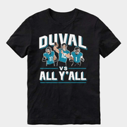 Trevor Lawrence Travis Etienne And Parker Washington Duval Vs All Y'all T-Shirt Fan Apparel - Lily Birch Market