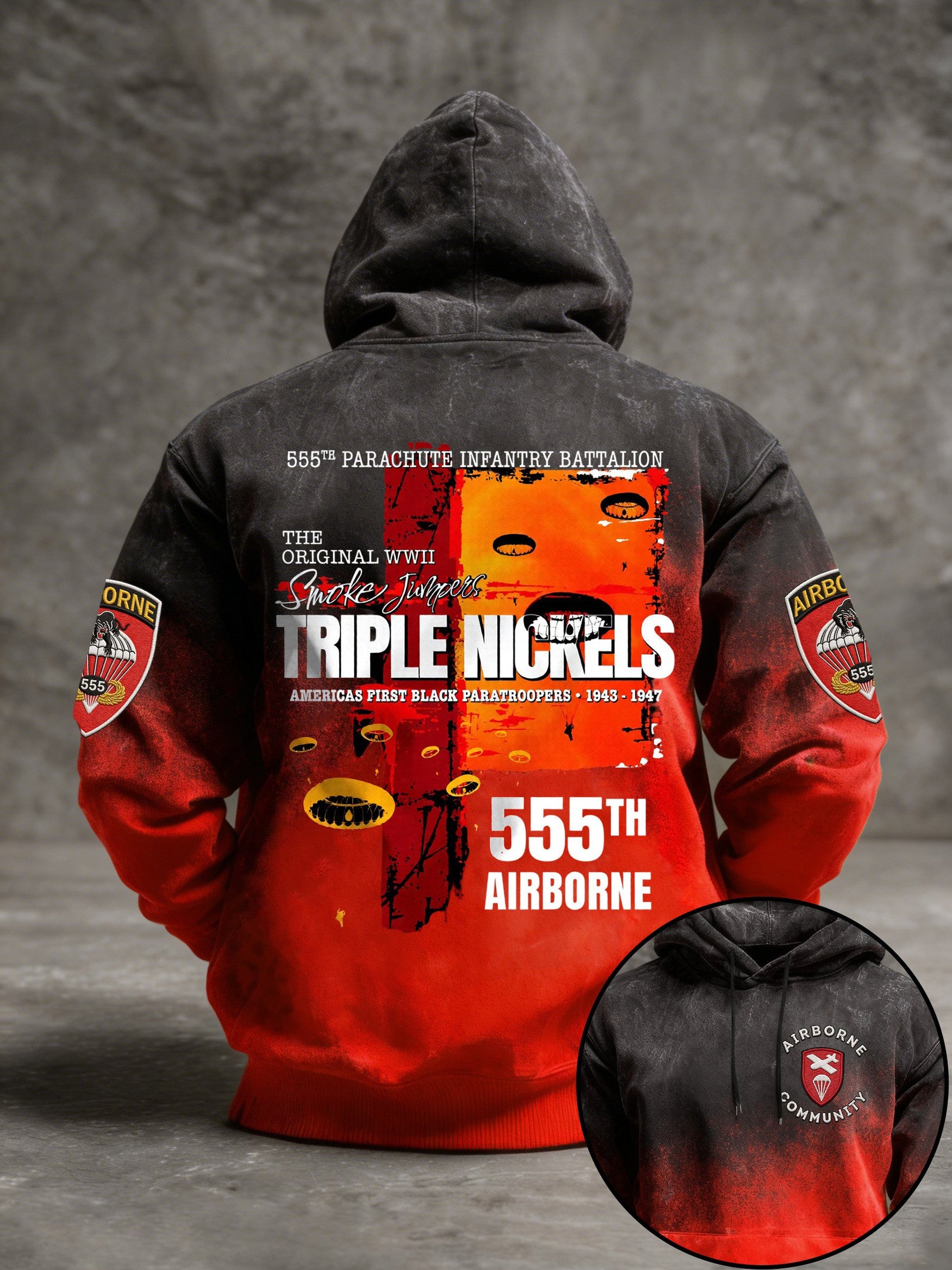 Triple Nickles Smokejumpers Hoodie 555th Parachute Infantry Battalion WWII Black History Merch - Lilybirchmarket