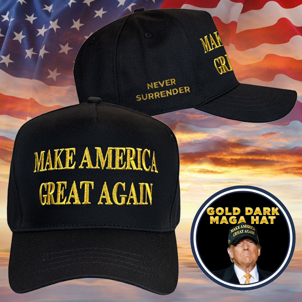 Trump Gold Dark MAGA Hat Elon Musk MAGA Hat Never Surrender Donald Trump 2024 Merchandise - Lilybirchmarket