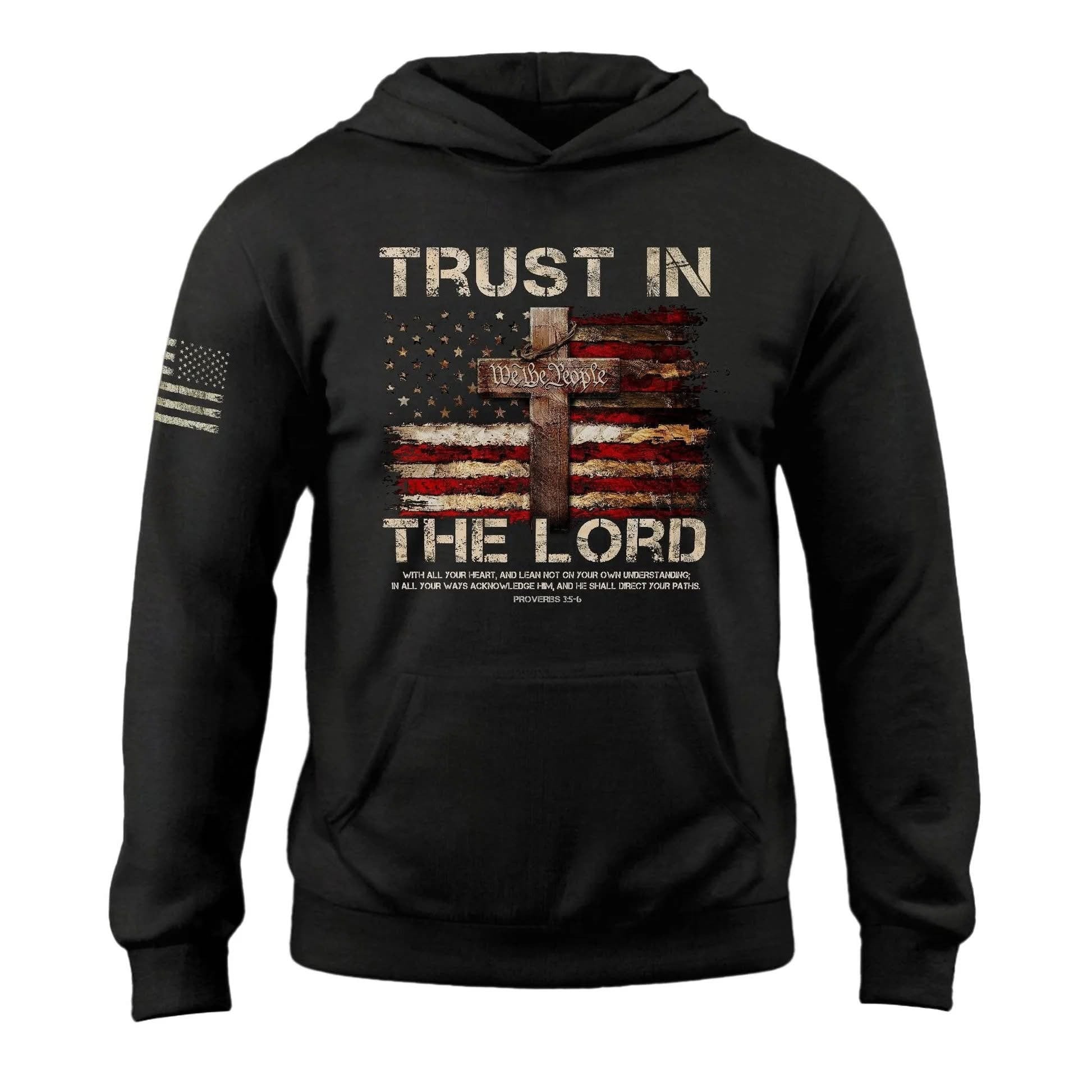 Trust In The Lost Hoodie American Flag Holy Cross Hoodie Christian Apparel Gifts - Lilybirchmarket