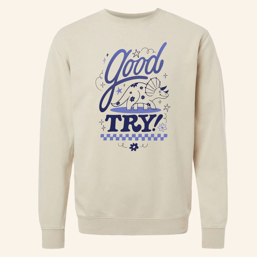 Try Guys Merch Good Try Triceratops Sweatshirt Gifts For Girlfriend - Lilybirchmarket