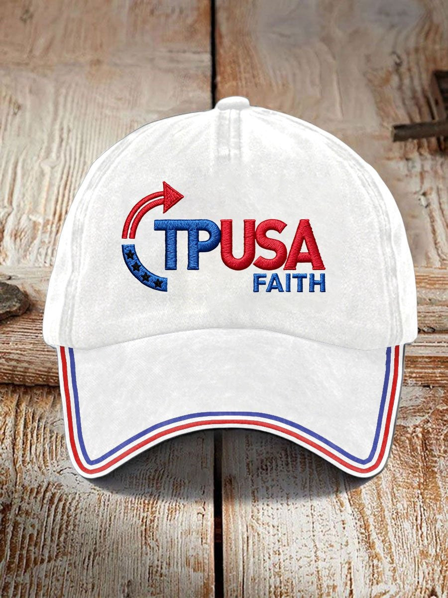 Turning Point Faith Hat Charlie Kirk Hat TPUSA Merch Embroidered Patriotic Cap Gifts For Dad - Lilybirchmarket
