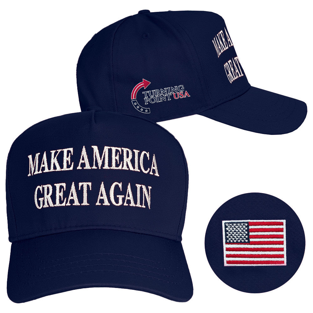 Turning Point USA Hat Charlie Kirk Hat Embroidered Make America Great Again Hat Navy MAGA Gifts - Lilybirchmarket