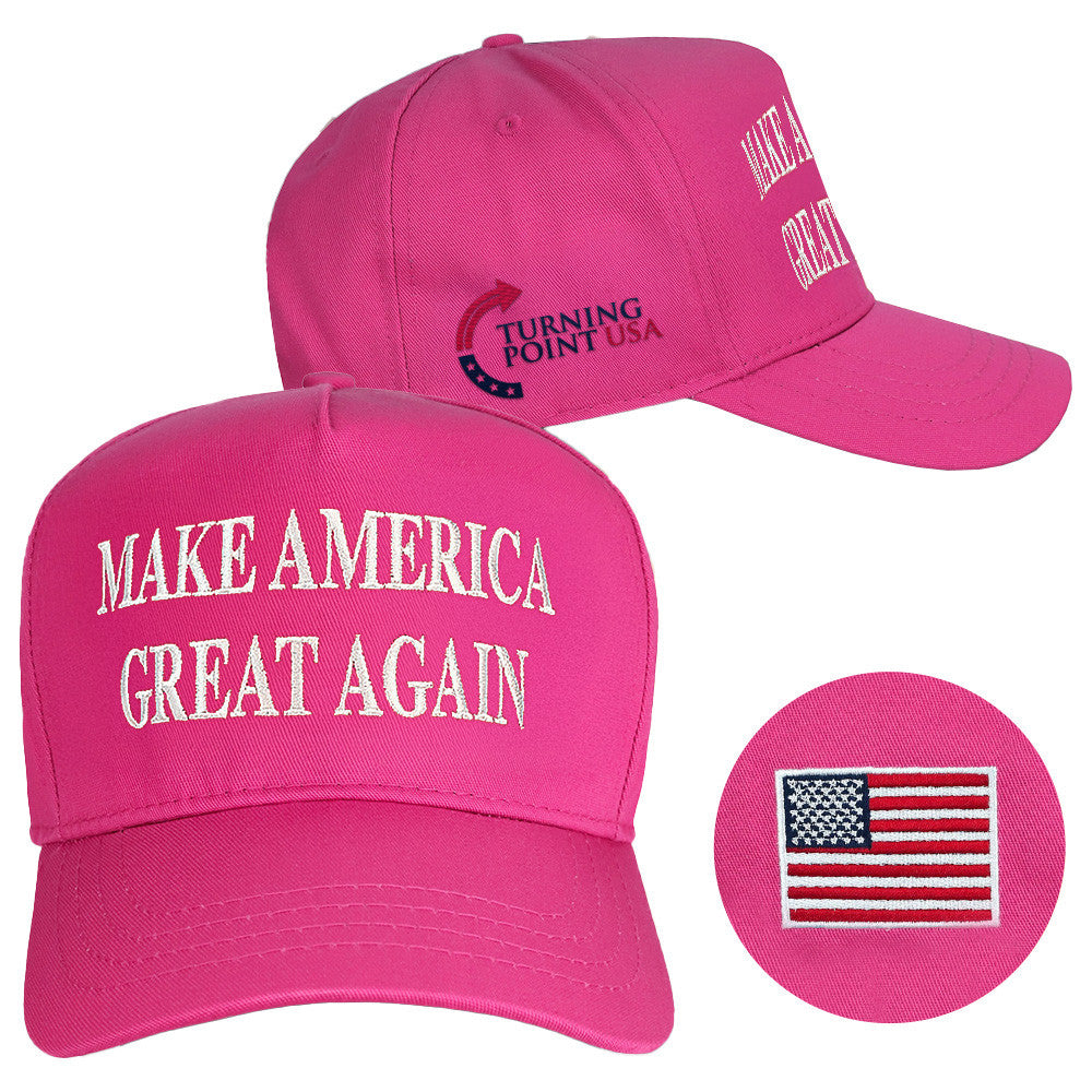 Turning Point USA Hat Charlie Kirk Hat Embroidered Make America Great Again Hat Pink MAGA Gifts - Lilybirchmarket