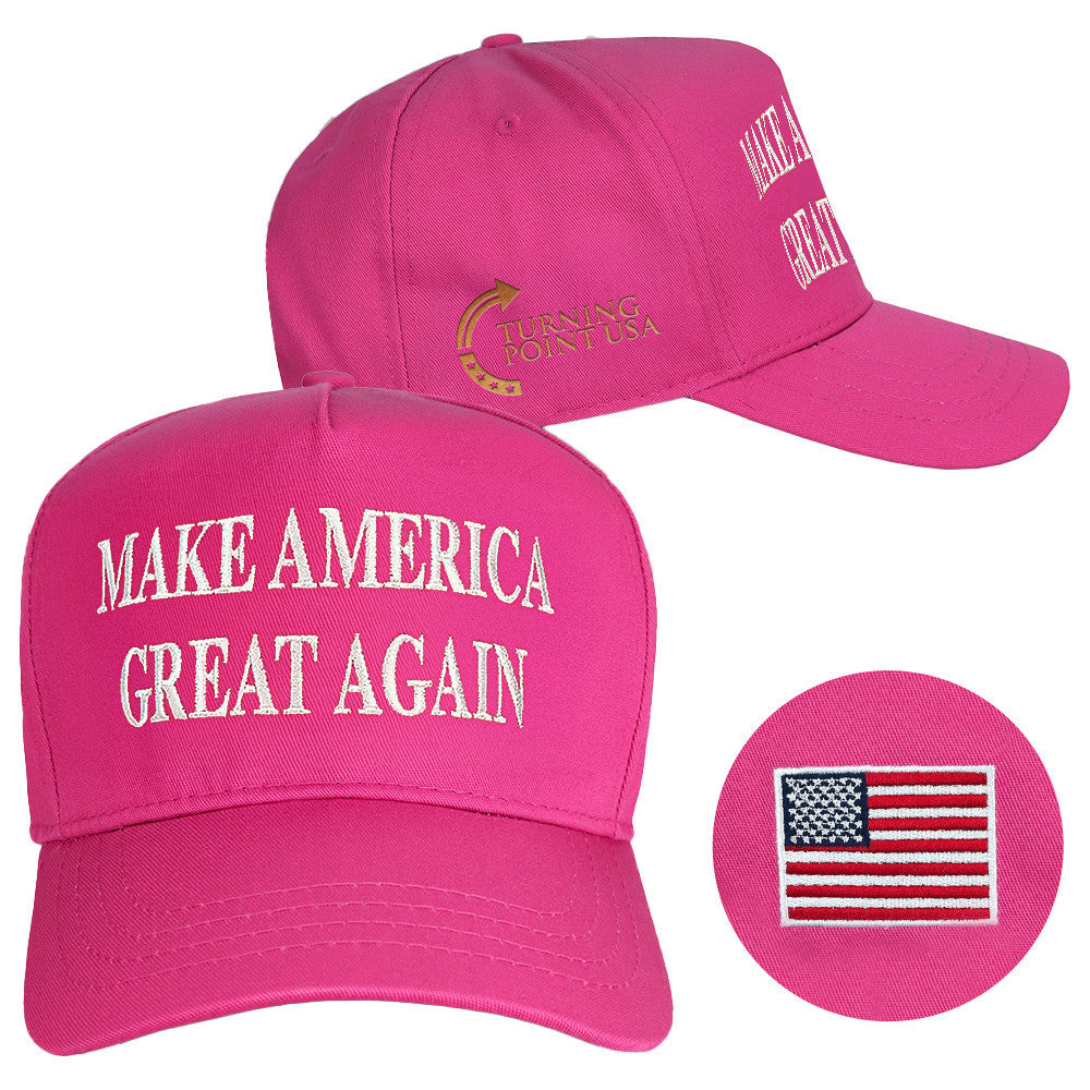 Turning Point USA Hat Charlie Kirk Hat Embroidered Make America Great Again Pink MAGA Hat - Lilybirchmarket
