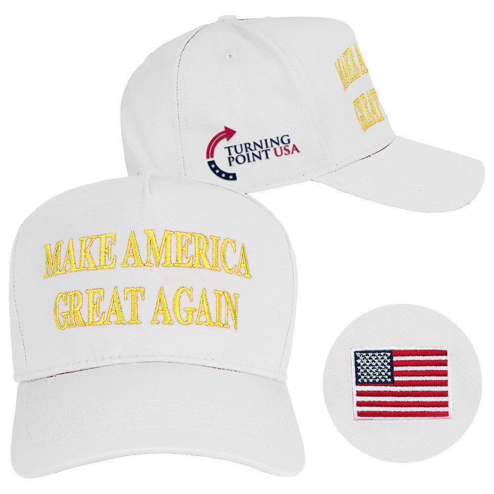 Turning Point USA Hat Embroidered Charlie Kirk Hat Make America Great Again Hat White MAGA Merch - Lilybirchmarket